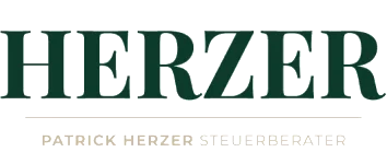 Offizielles Logo der Steuerkanzlei Patrick Herzer Steuerberater in dunkelgrüner und goldener Schrift